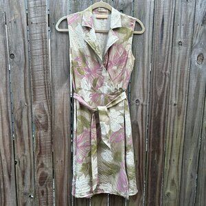 Kate Hill 100% silk Wrap Dress Belted Size 6P EUC